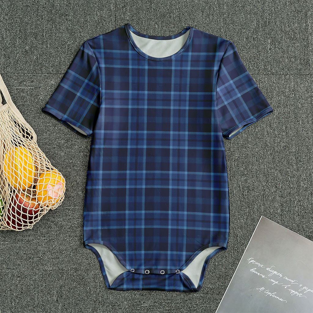 Blue Tartan Pattern Print Men's Bodysuit