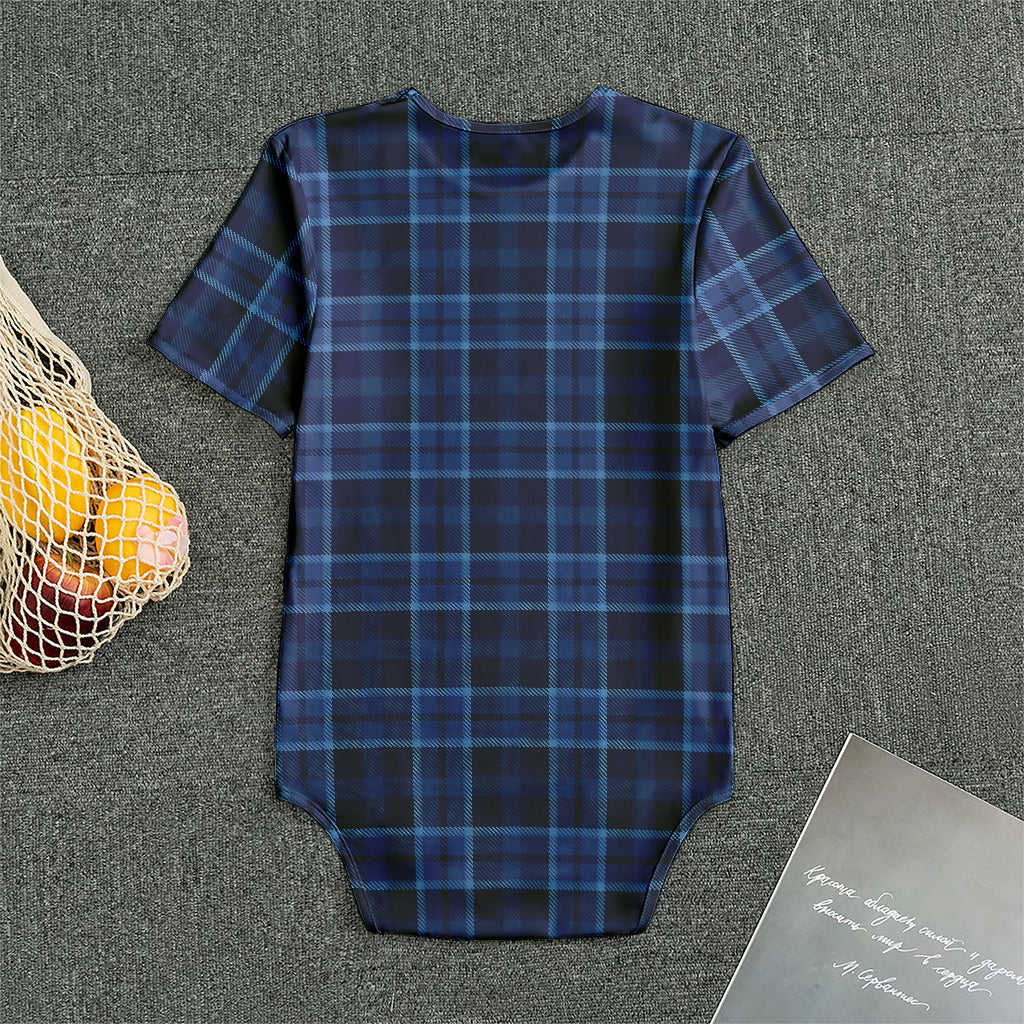 Blue Tartan Pattern Print Men's Bodysuit