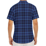 Blue Tartan Pattern Print Men's Deep V-Neck Shirt