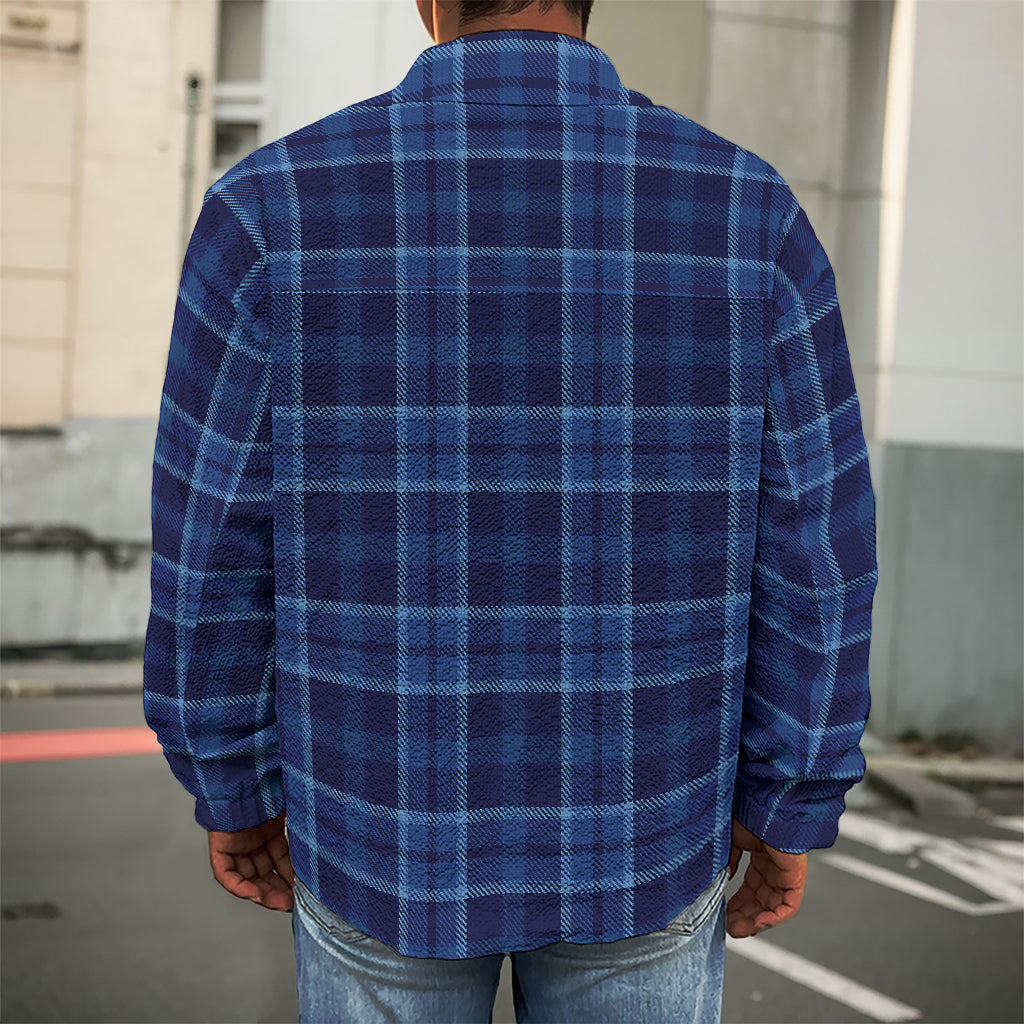 Blue Tartan Pattern Print Men's Shirt Jacket