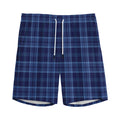 Blue Tartan Pattern Print Men's Athletic Shorts