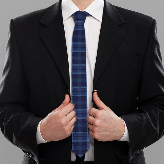 Blue Tartan Pattern Print Necktie