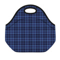 Blue Tartan Pattern Print Neoprene Lunch Bag