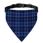 Blue Tartan Pattern Print Over The Collar Dog Bandana