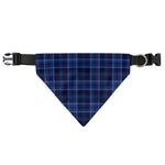 Blue Tartan Pattern Print Over The Collar Dog Bandana