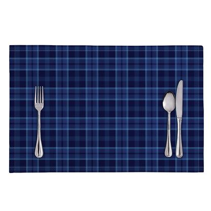 Blue Tartan Pattern Print Placemat