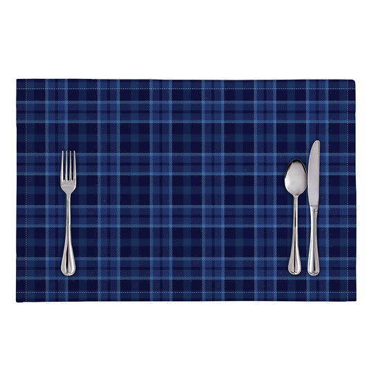Blue Tartan Pattern Print Placemat