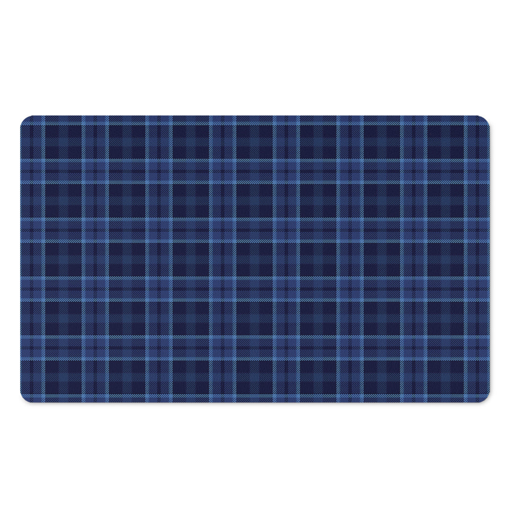 Blue Tartan Pattern Print Polyester Doormat