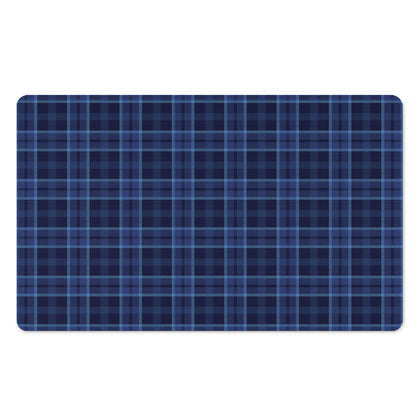 Blue Tartan Pattern Print Polyester Doormat