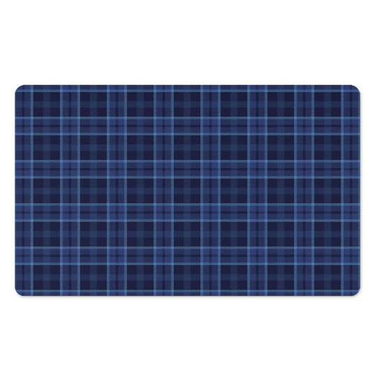 Blue Tartan Pattern Print Polyester Doormat