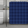 Blue Tartan Pattern Print Polyester Shower Curtain