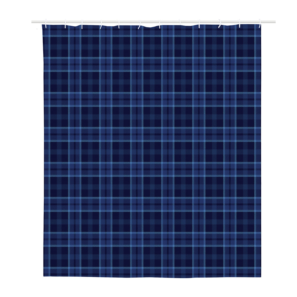 Blue Tartan Pattern Print Polyester Shower Curtain