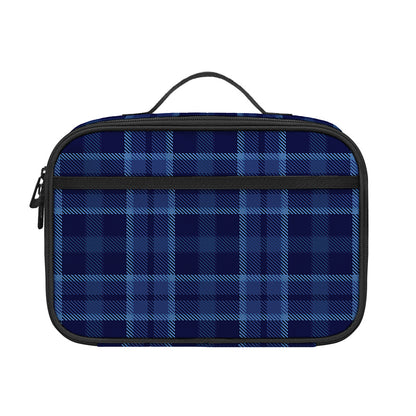Blue Tartan Pattern Print Portable Lunch Bag
