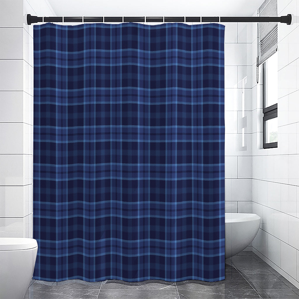 Blue Tartan Pattern Print Premium Shower Curtain