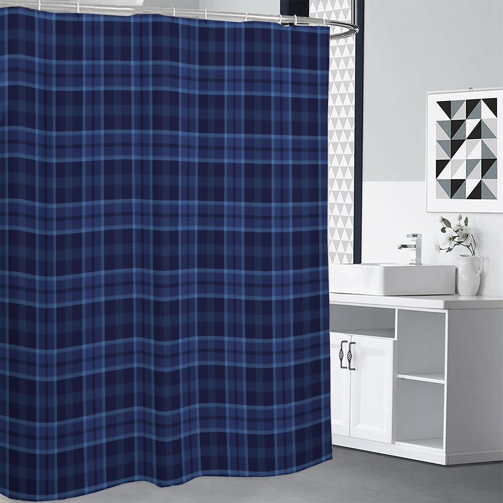 Blue Tartan Pattern Print Premium Shower Curtain