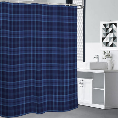 Blue Tartan Pattern Print Premium Shower Curtain