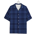 Blue Tartan Pattern Print Rayon Hawaiian Shirt