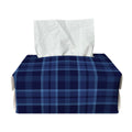 Blue Tartan Pattern Print Rectangle Tissue Box Cover