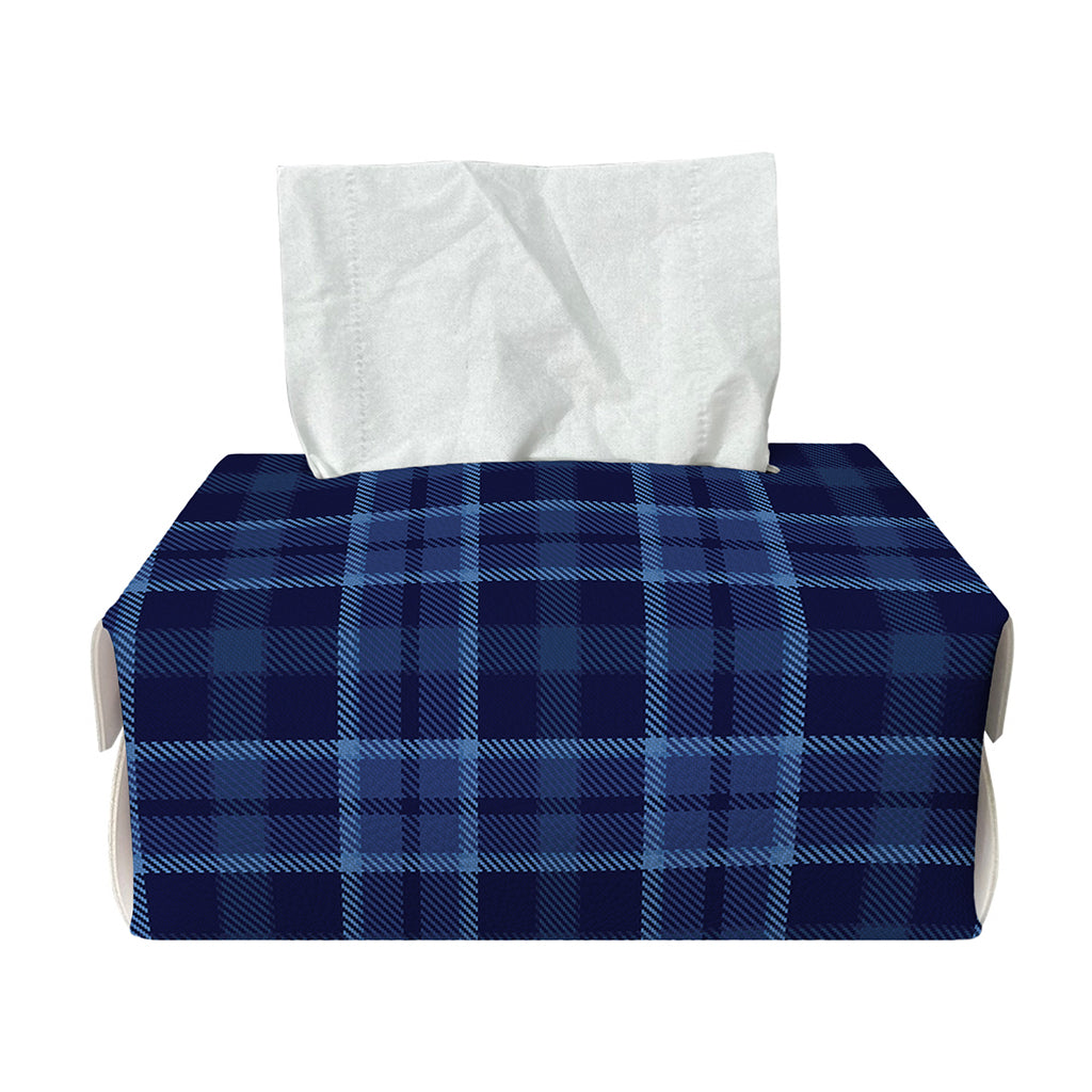 Blue Tartan Pattern Print Rectangle Tissue Box Cover