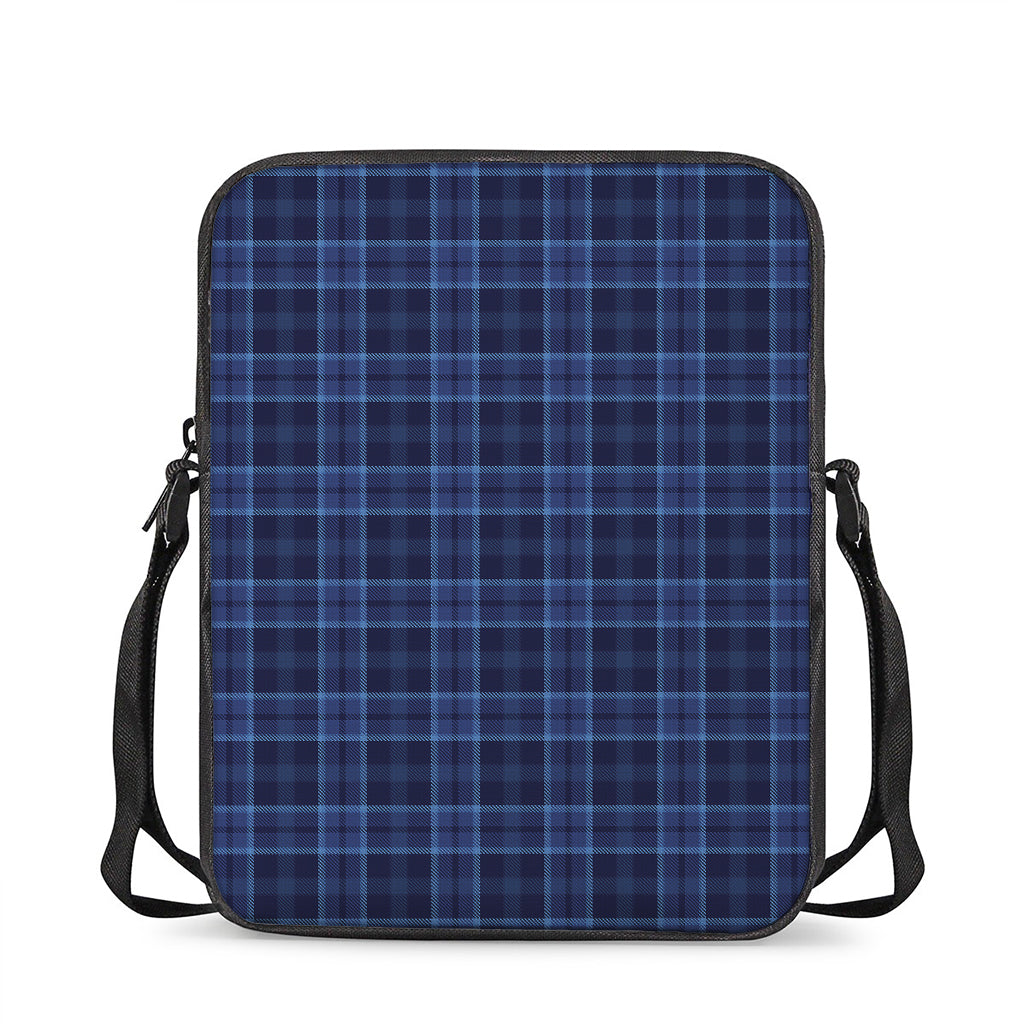 Blue Tartan Pattern Print Rectangular Crossbody Bag