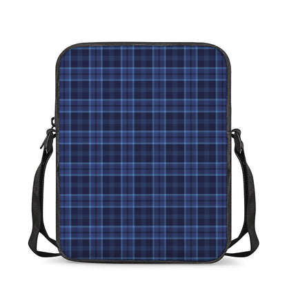Blue Tartan Pattern Print Rectangular Crossbody Bag