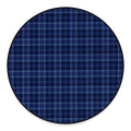 Blue Tartan Pattern Print Round Floor Mat