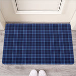 Blue Tartan Pattern Print Rubber Doormat