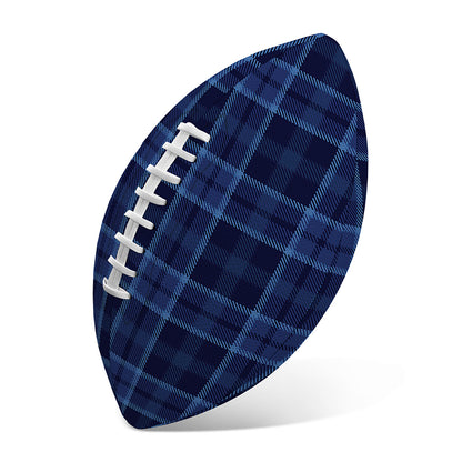Blue Tartan Pattern Print Rugby Ball