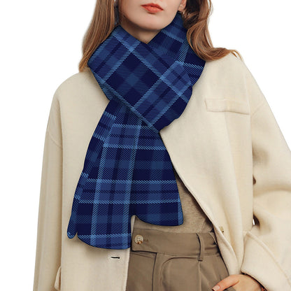 Blue Tartan Pattern Print Scarf