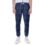 Blue Tartan Pattern Print Scuba Joggers