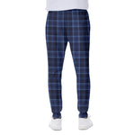 Blue Tartan Pattern Print Scuba Joggers
