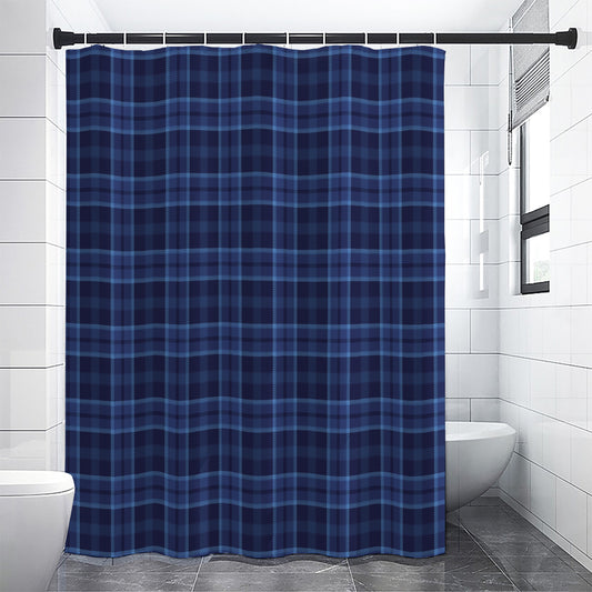 Blue Tartan Pattern Print Shower Curtain
