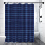 Blue Tartan Pattern Print Shower Curtain