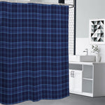 Blue Tartan Pattern Print Shower Curtain