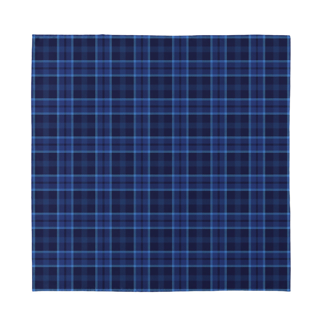 Blue Tartan Pattern Print Silk Bandana