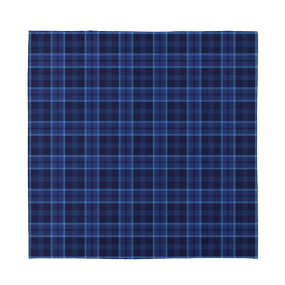 Blue Tartan Pattern Print Silk Bandana