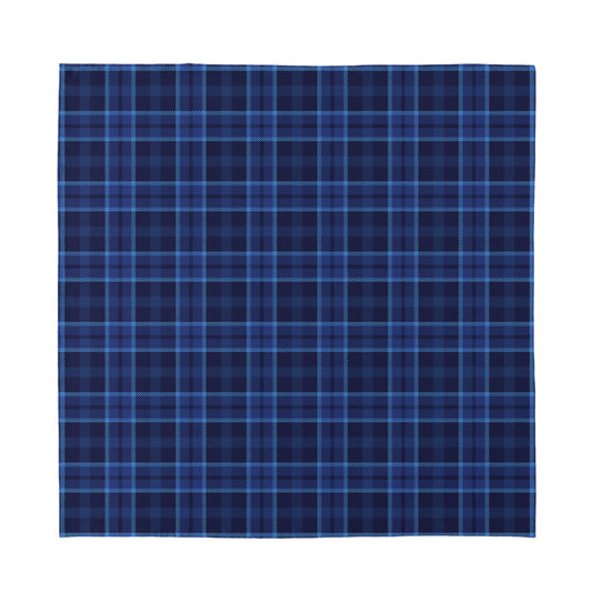 Blue Tartan Pattern Print Silk Bandana