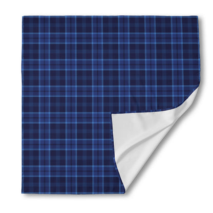 Blue Tartan Pattern Print Silk Bandana