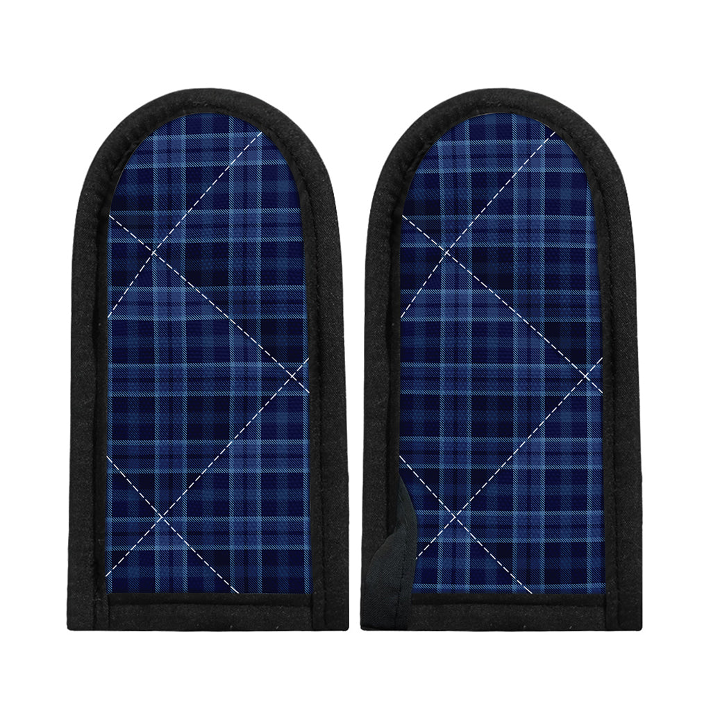 Blue Tartan Pattern Print Skillet Handle Cover