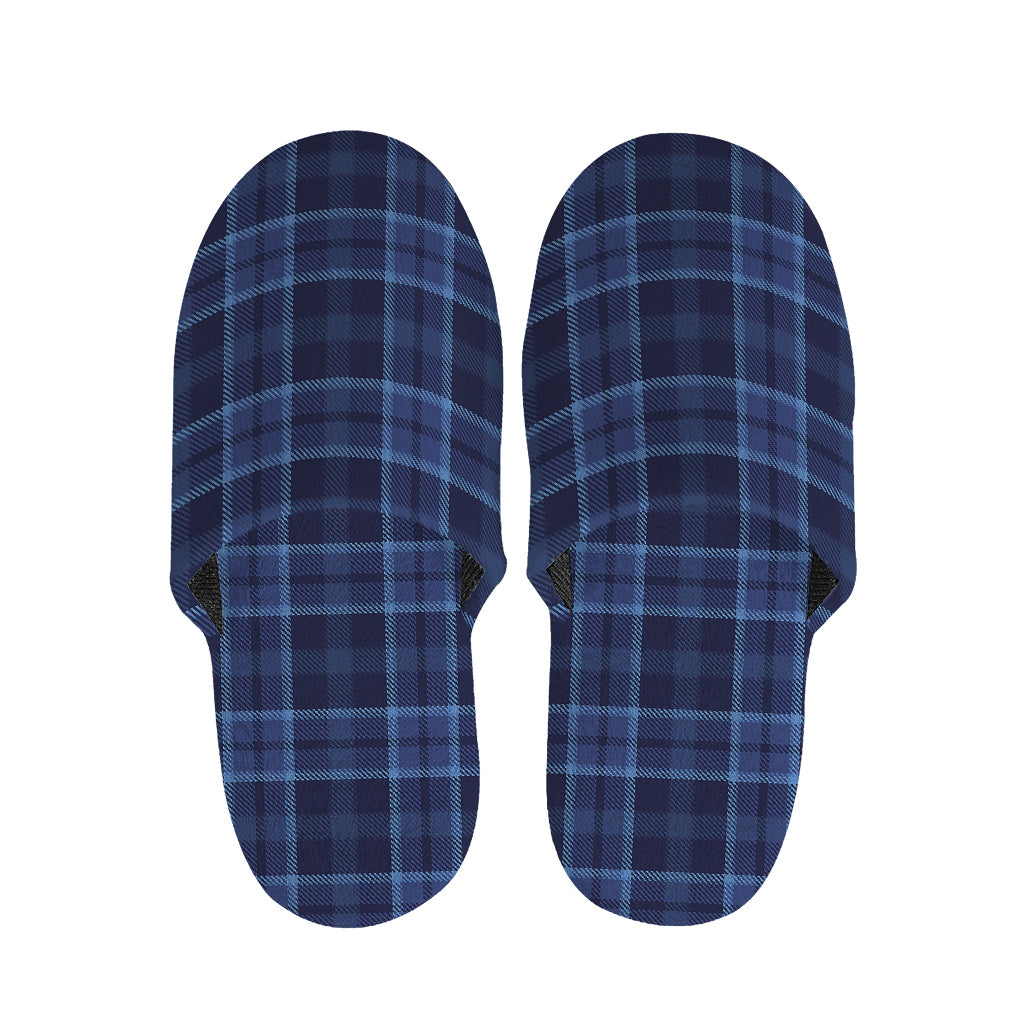 Blue Tartan Pattern Print Slippers