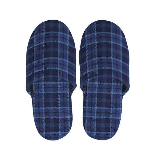 Blue Tartan Pattern Print Slippers