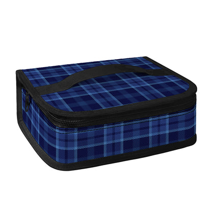 Blue Tartan Pattern Print Small Lunch Bag