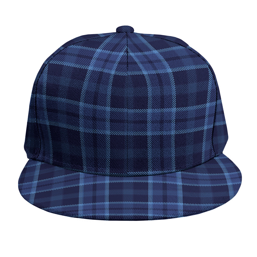 Blue Tartan Pattern Print Snapback Cap