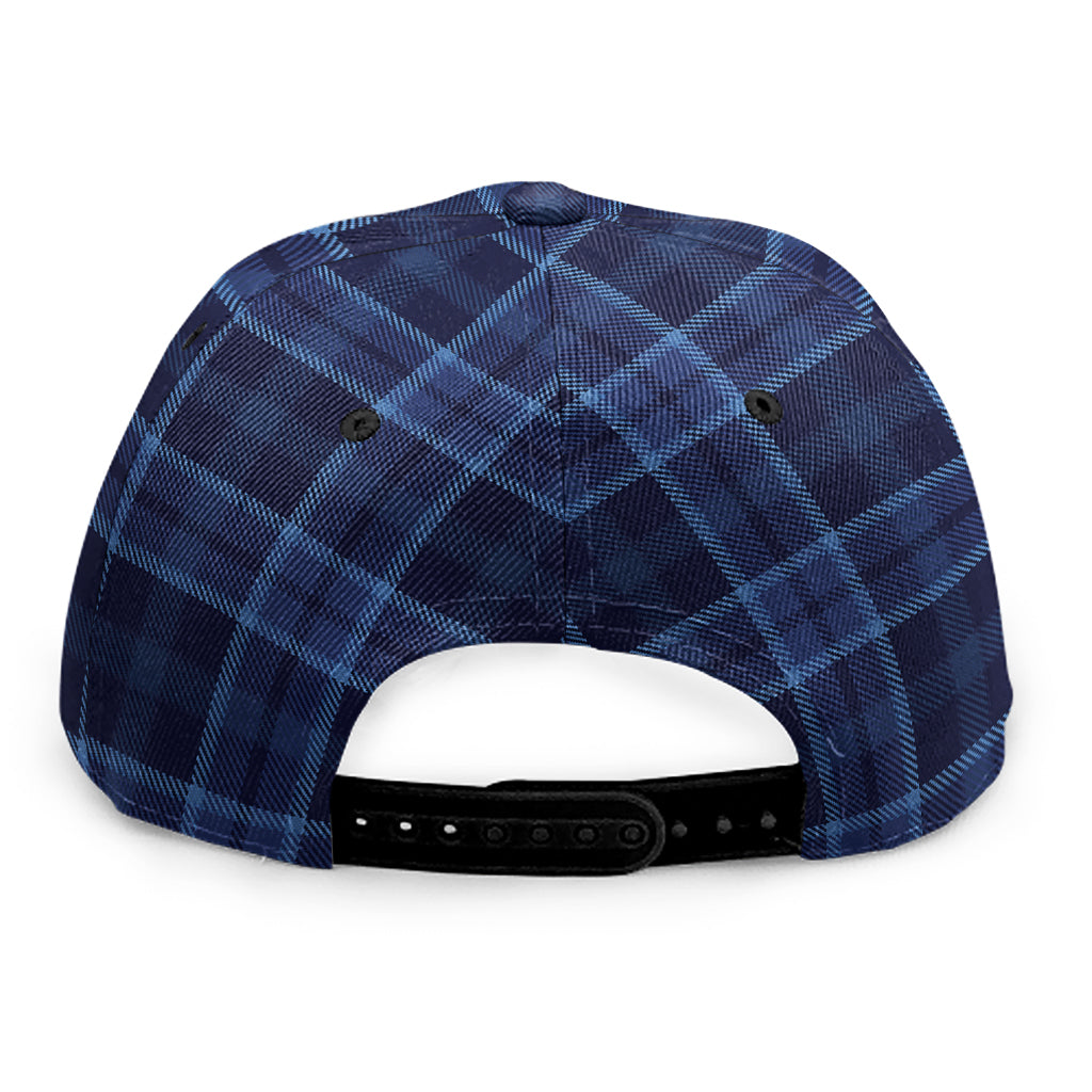 Blue Tartan Pattern Print Snapback Cap