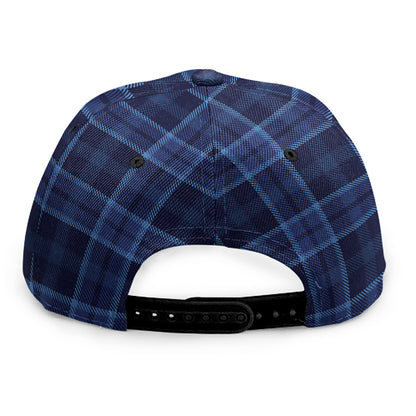 Blue Tartan Pattern Print Snapback Cap
