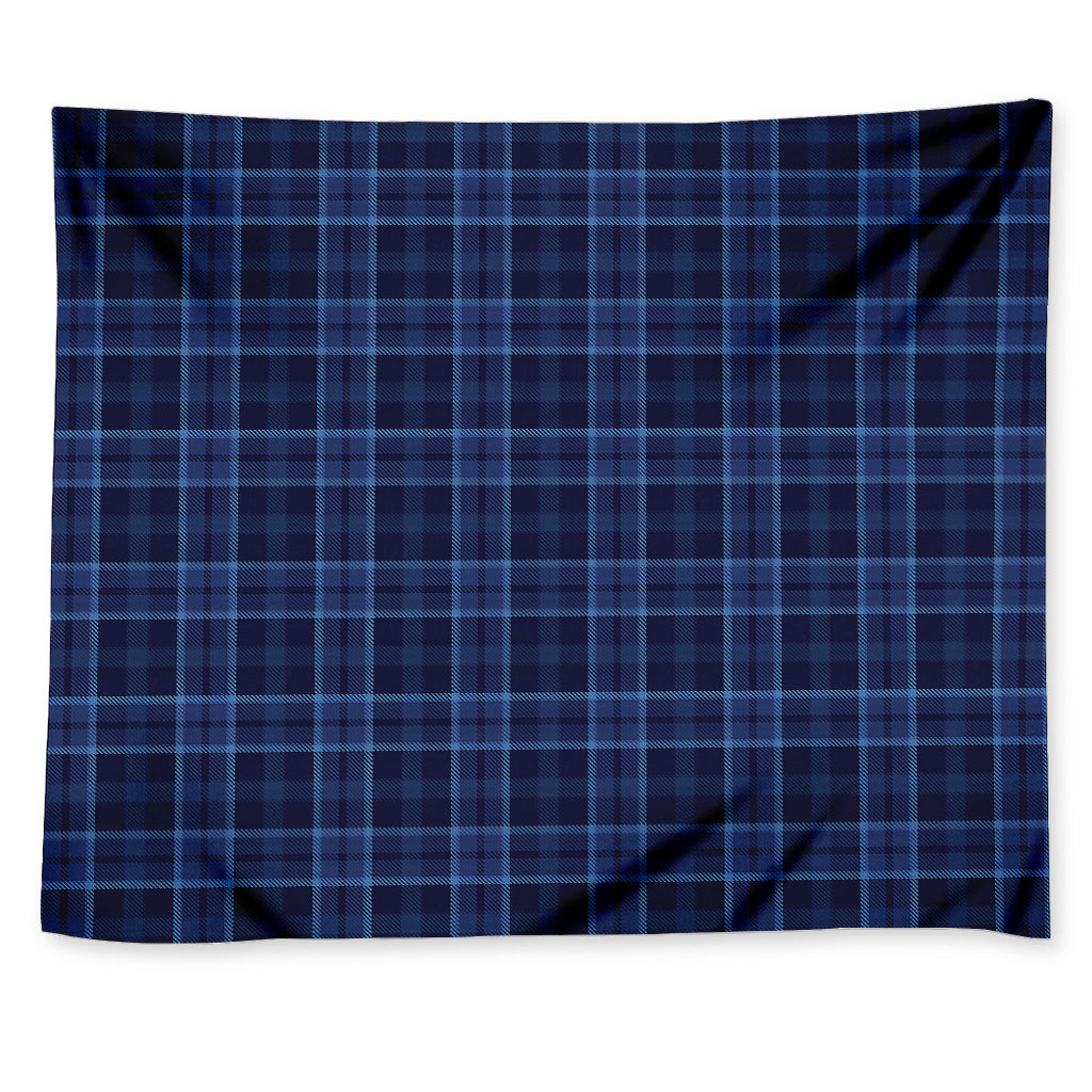 Blue Tartan Pattern Print Tapestry