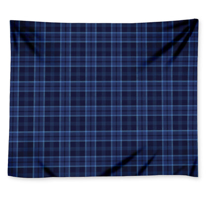 Blue Tartan Pattern Print Tapestry