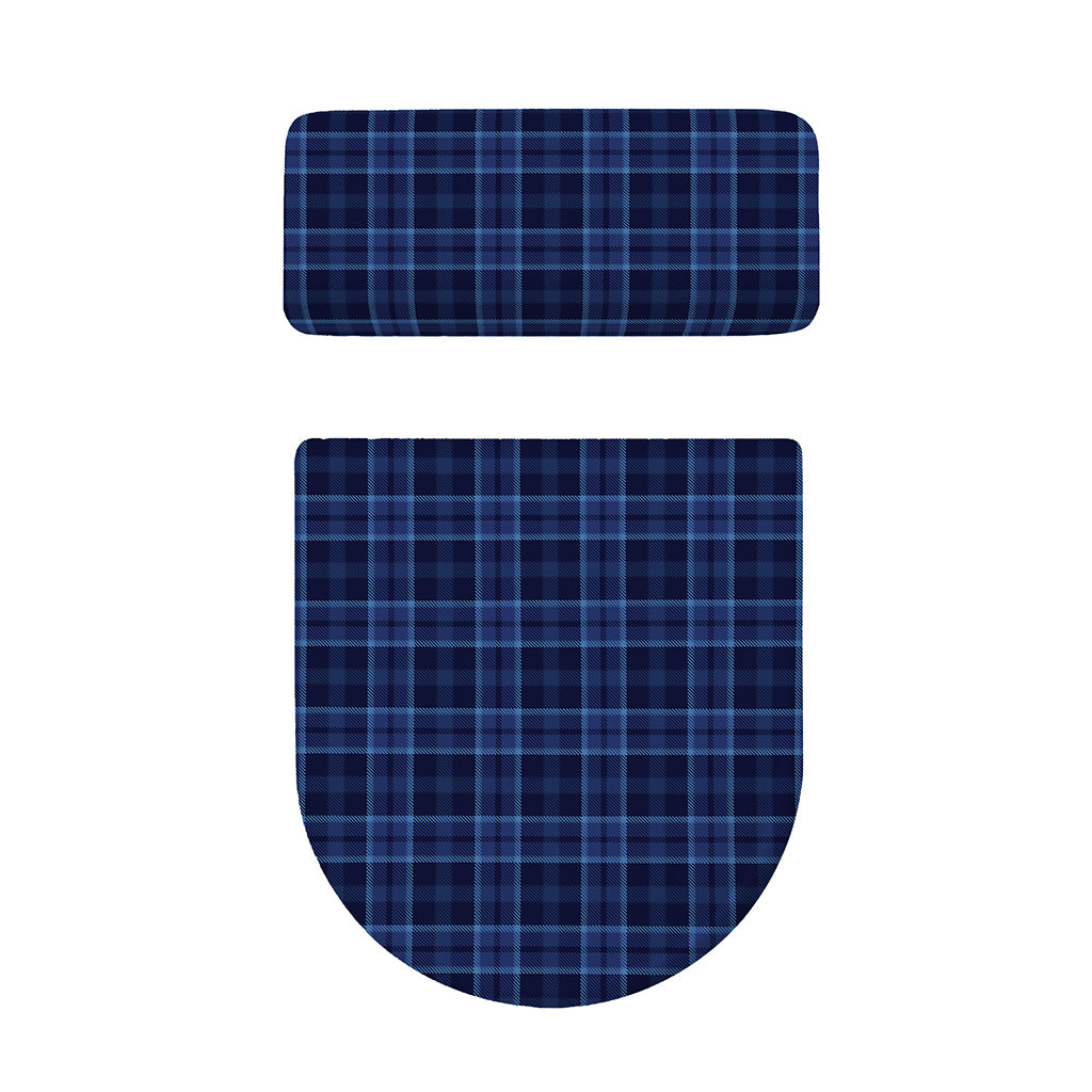 Blue Tartan Pattern Print Toilet Lid And Tank Cover Set