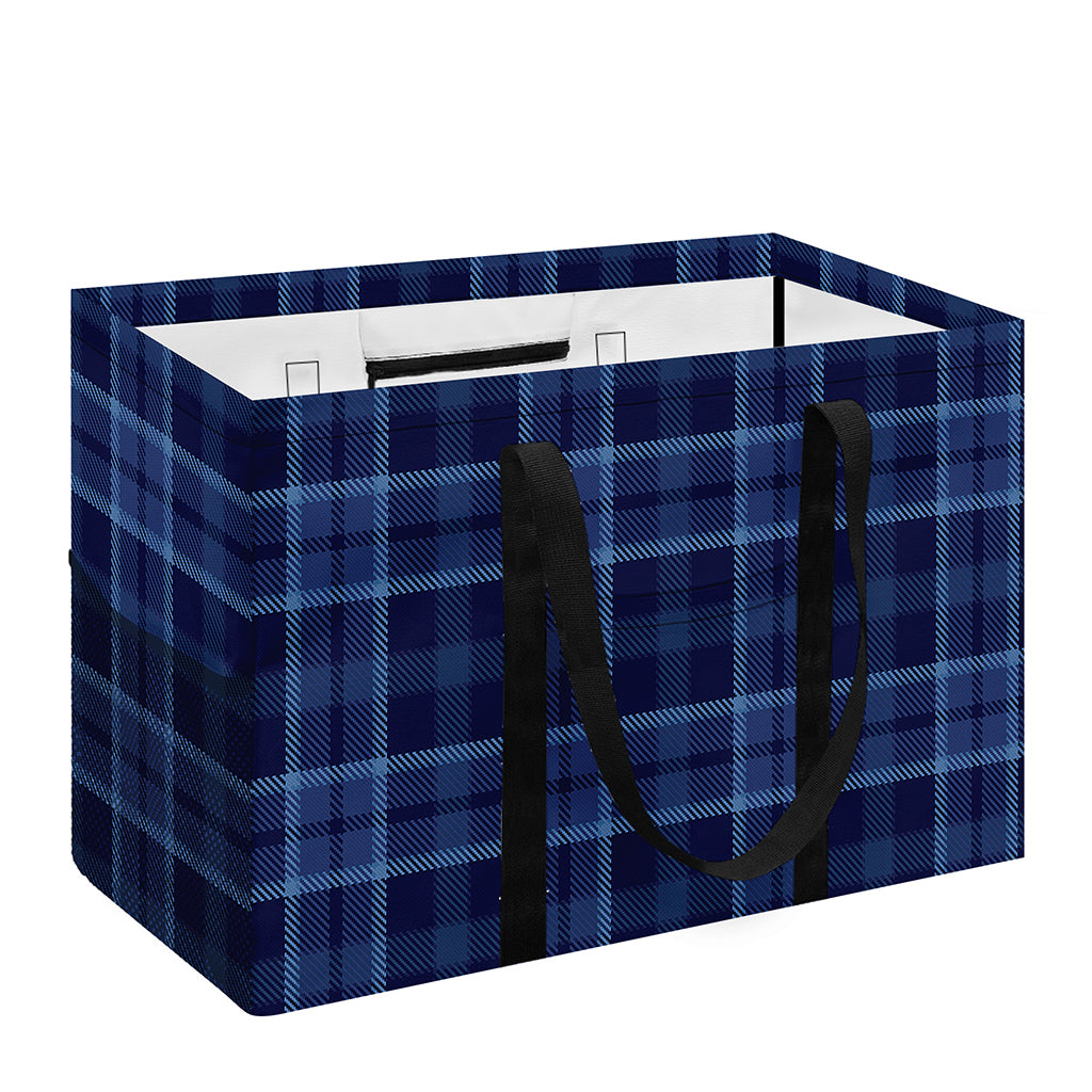 Blue Tartan Pattern Print Utility Tote Bag