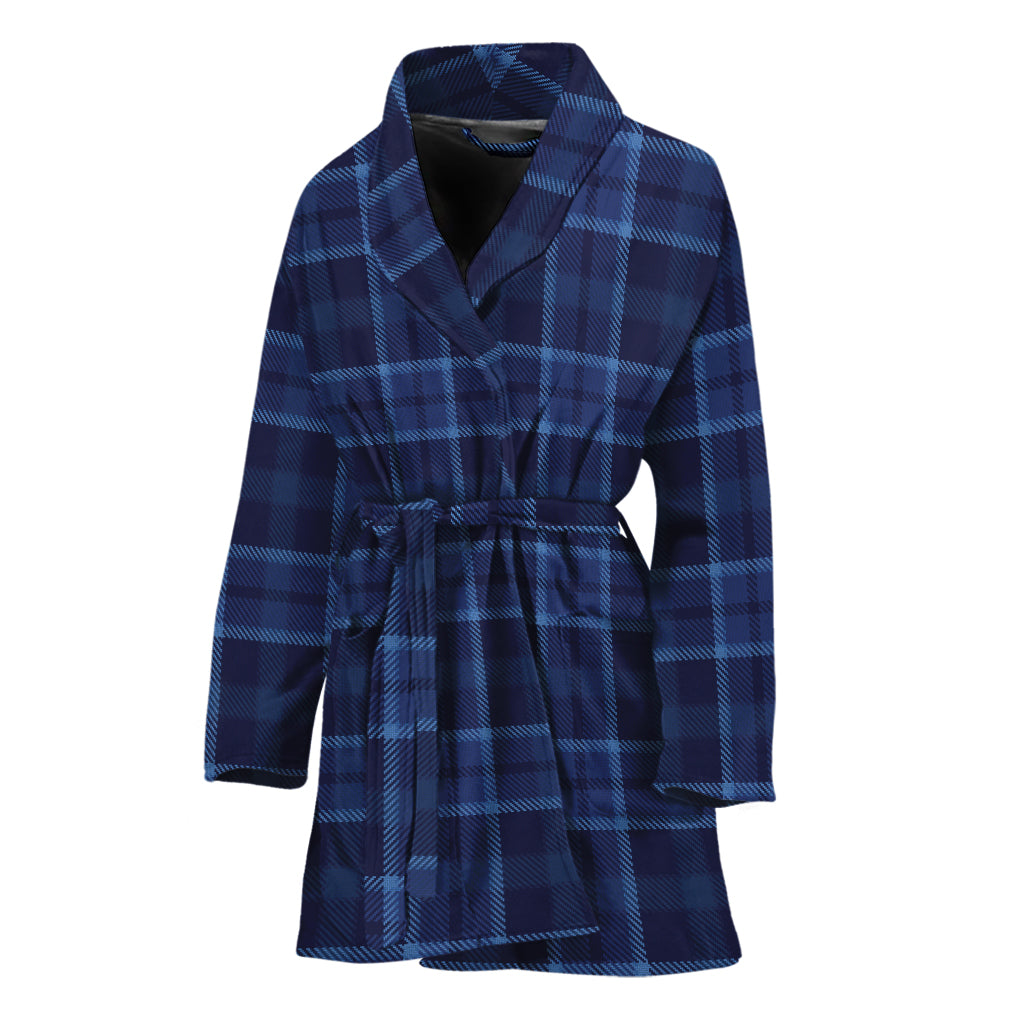 Blue Tartan Pattern Print Women's Bathrobe